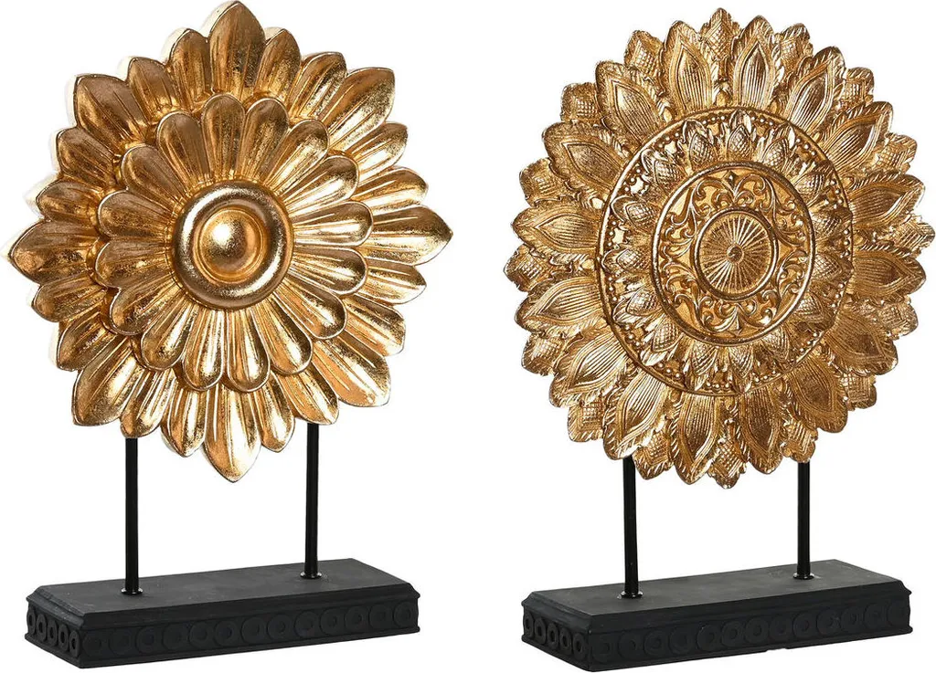 Figurine décorative DKD Home Decor 25x8x34 cm noir et or Cercles 2 pcs