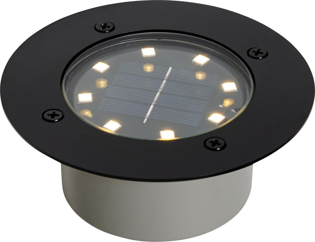 Qazqa led Modern, Minimalistisch außen Solar Bodenstrahler, Bodeneinbaustrahler für den Garten - Terry - Schwarz, inkl. 0.2W integrierter LED, 12...