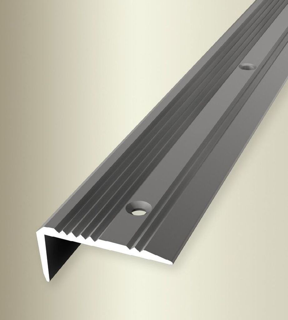 PROVISTON | Winkelprofil | Breite: 43 mm | Höhe: 0 - 20 mm | Länge: 1000 mm | Aluminium eloxiert | Gerillt | Edelstahl | Versenkt Gebohrt