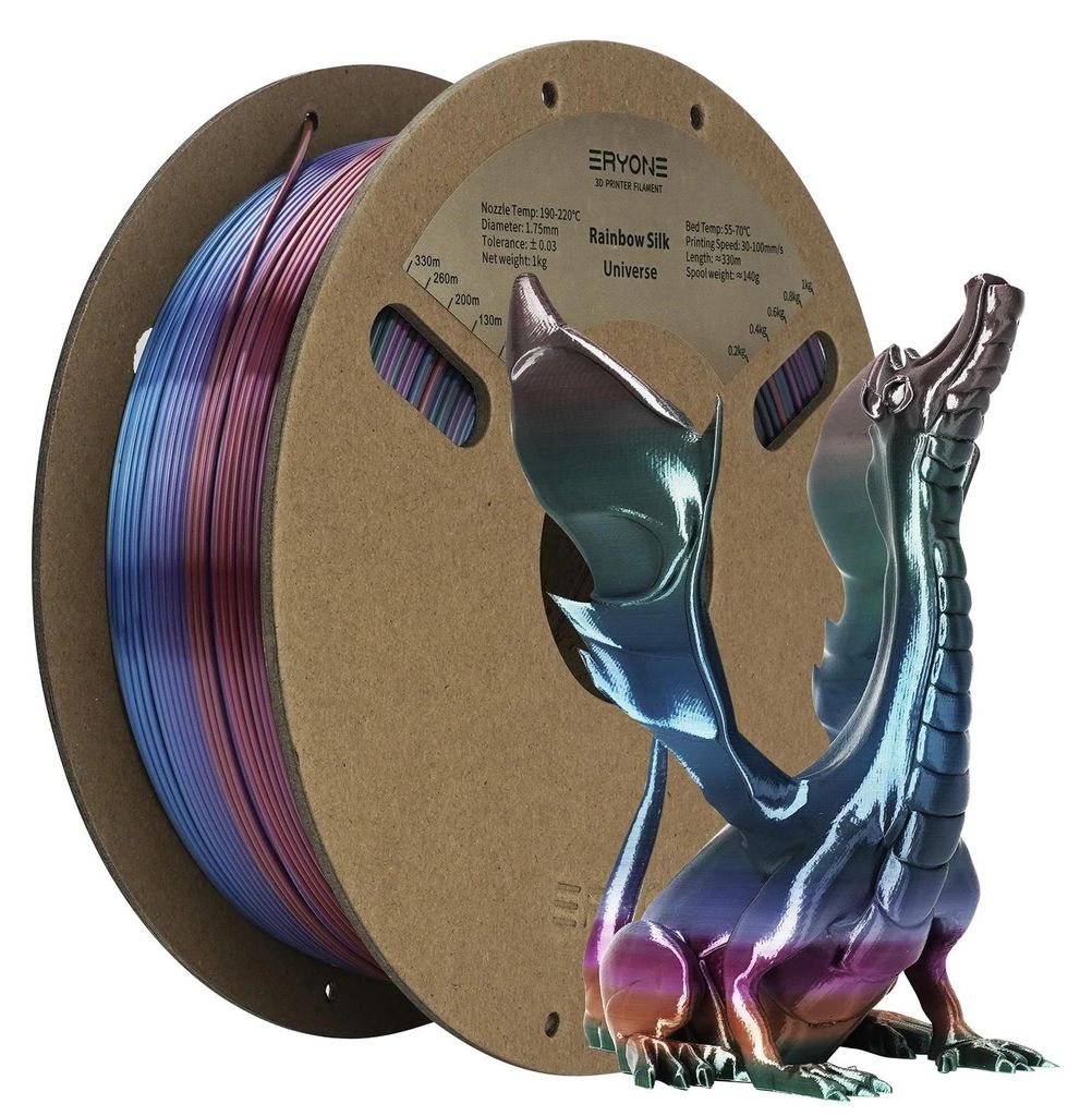 Silk Rainbow PLA 3D Drucker Filament - 1,75 mm - 1 kg Spule - FDM 3D-Druck - ±0,03 mm Toleranz - Mehrfarbig Universe