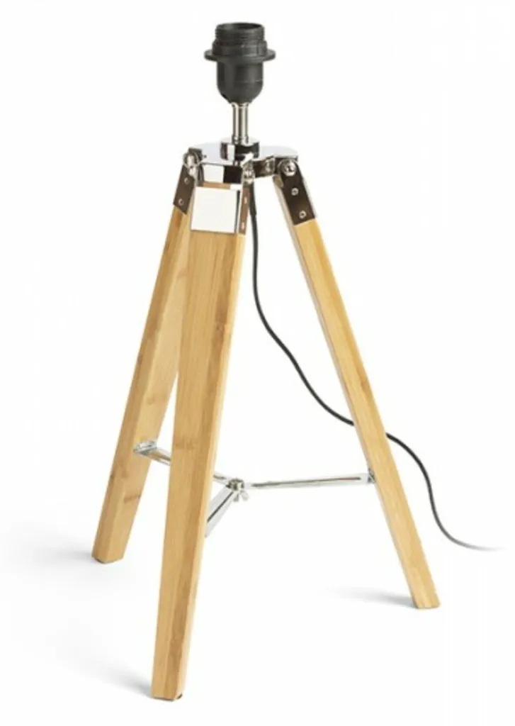 ALVIS Pied de Lampe à Poser Bambou Chromé E27 LED 11W Éclairage Bureau