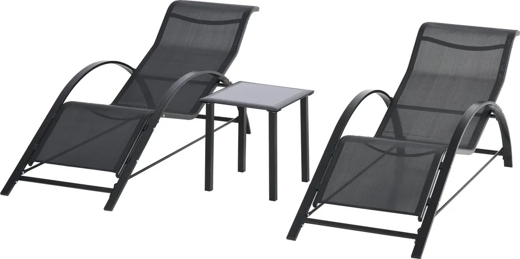 Chaise longue résistante aux intempéries avec table basse pour jardin