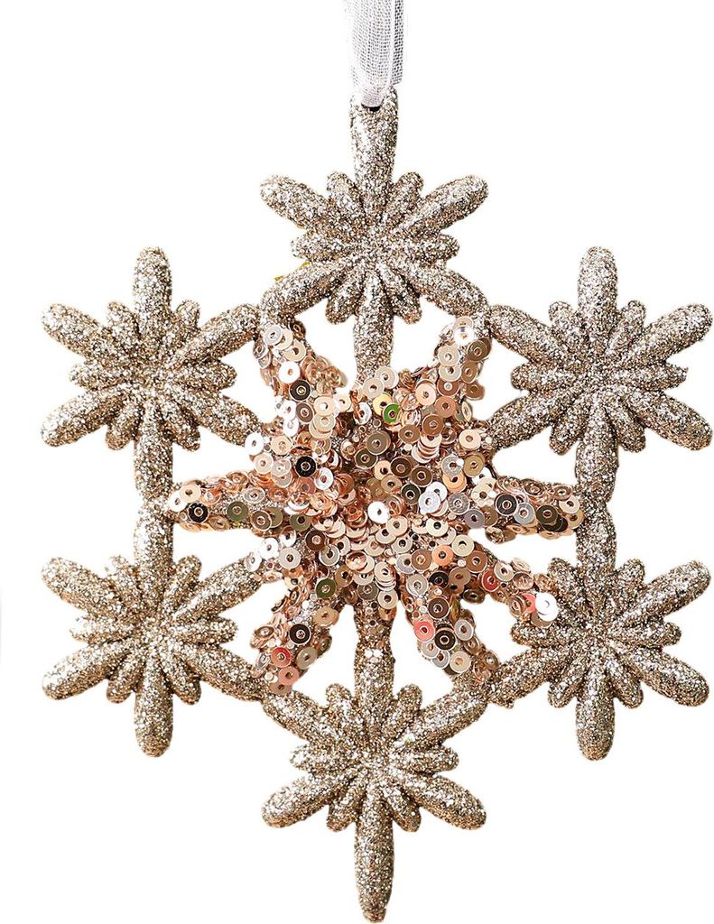 Glitzernde Pailletten-Weihnachtsbaumkugel Champagnerfarbene Ballerina/Schneeflocke/Schmetterling Hängende Dekoration für Weihnachtsbaum Winterlic...