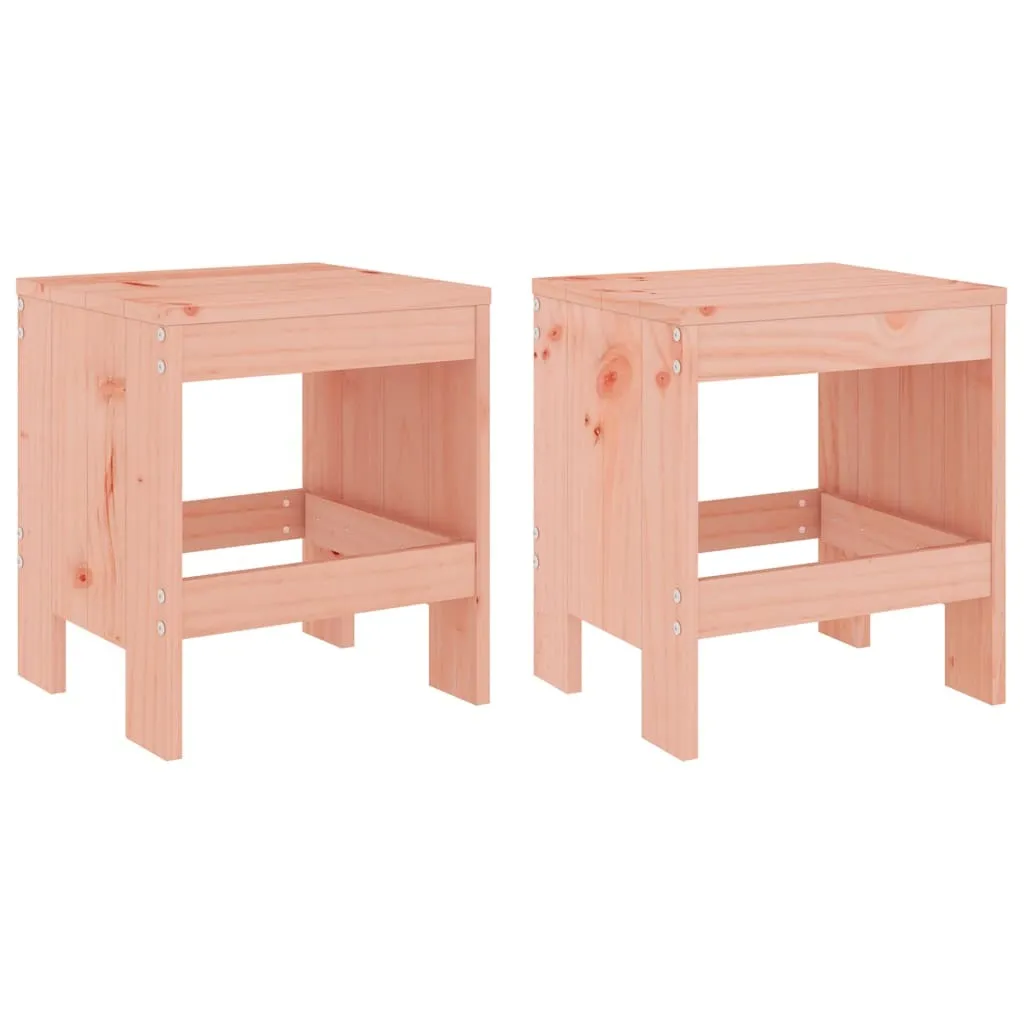 Set 2 Sgabelli Esterno 40x36x45cm Legno Douglas Massello Design Scandinavo