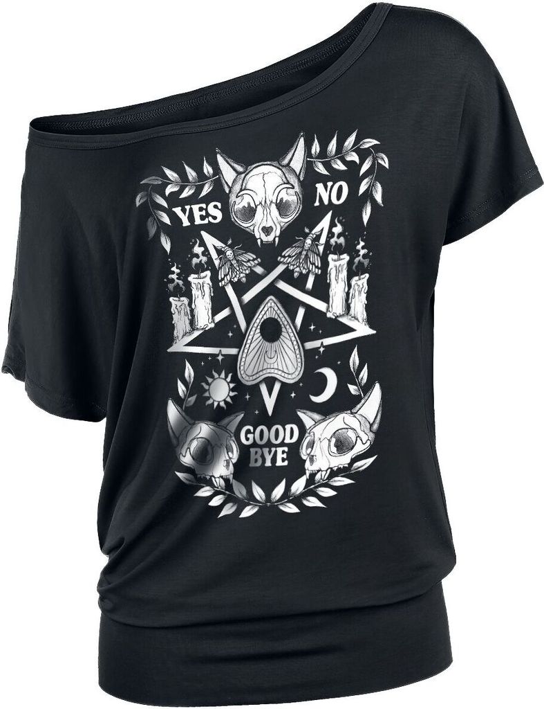 Gothicana by EMP Damen schwarzes lockeres T-Shirt mit Pentagramm M