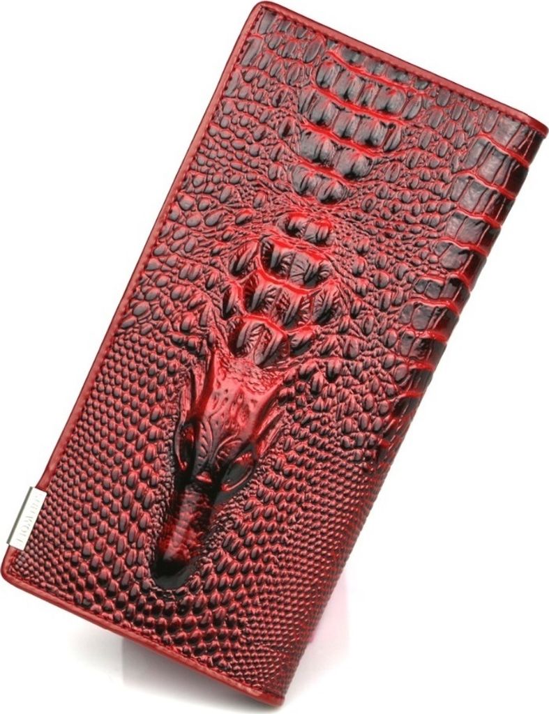 Elegancki Portfel Damski Crocodile w Czerwonym Kolorze Zdjęcie produktu 