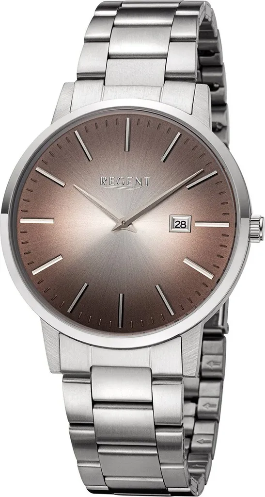 Montre quartz homme Regent 11150770 robuste en acier inoxydable marron