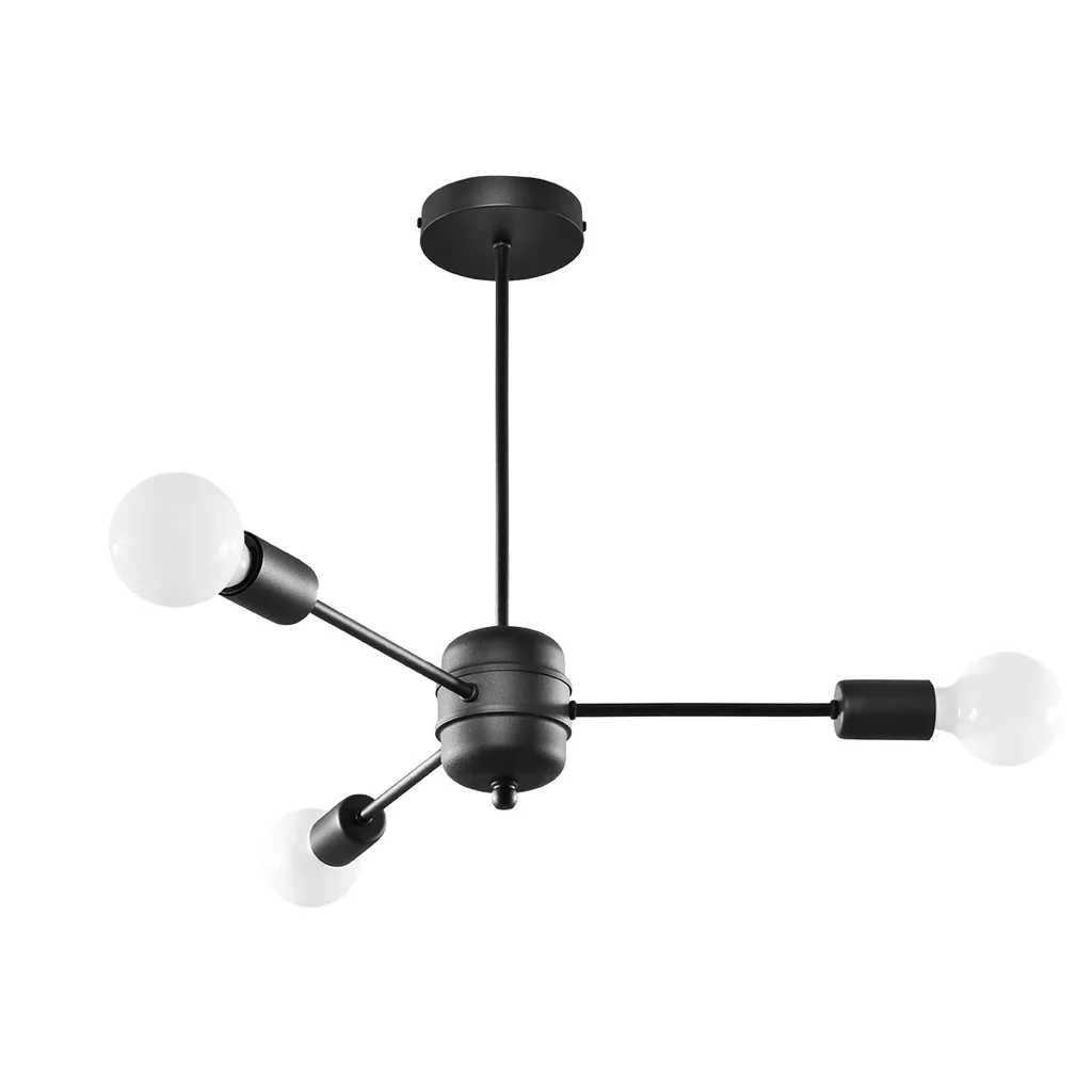 Offerta Lampadario LANGO 3 Sollux Lighting Nero 3 Luci E27 Acciaio