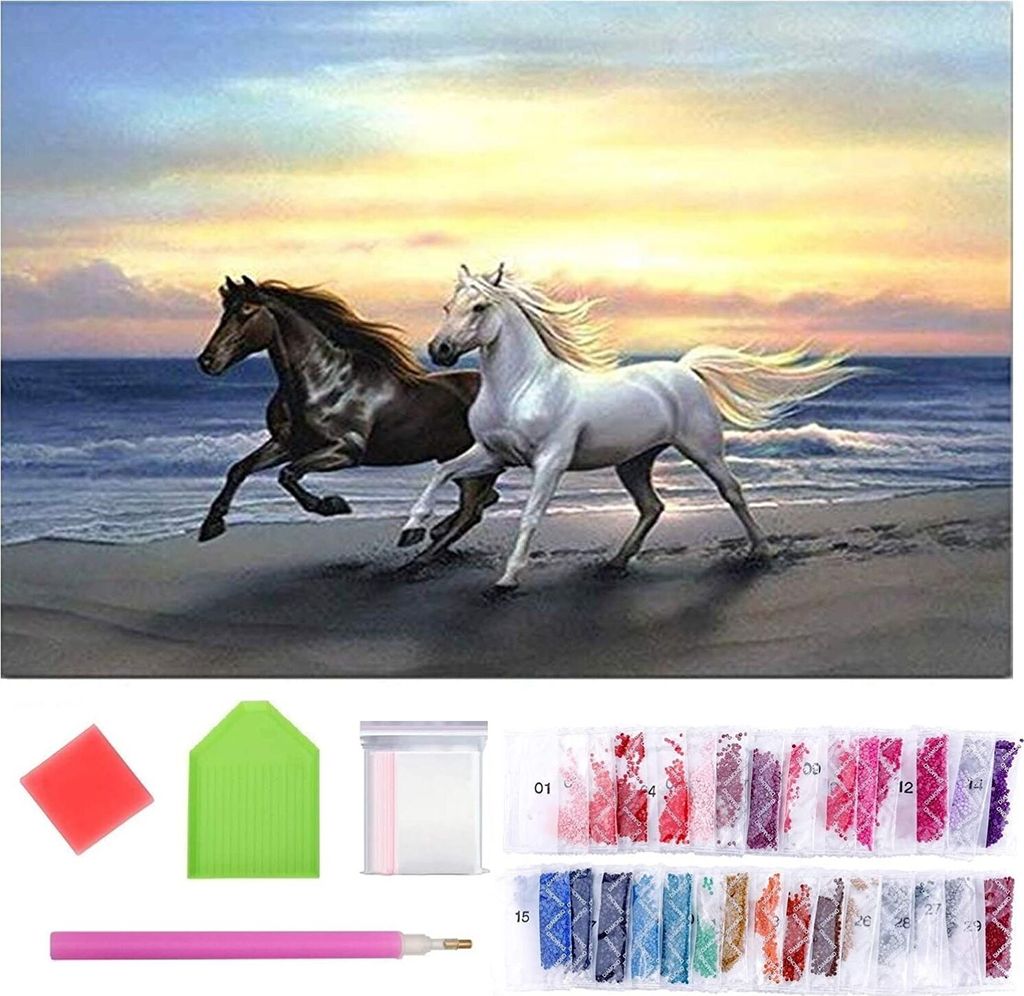 Diamond Painting Pferd, 5D Diamant Painting Full Drill Set, Diamant Malerei Malen Nach Zahlen Erwachsene Diamond Dekoration für Home Wall Décor