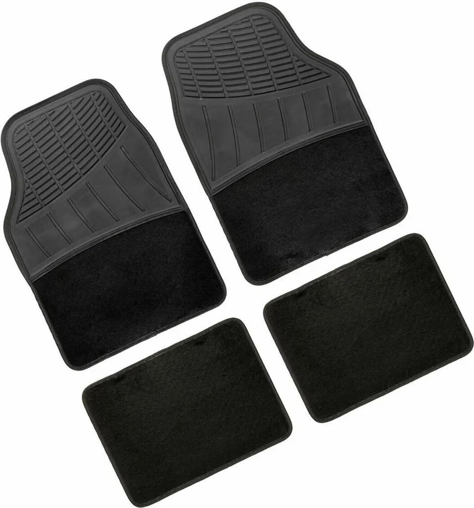 4 Tappeti Universali per Auto e Moto in PVC Nero Antiscivolo - Offerta