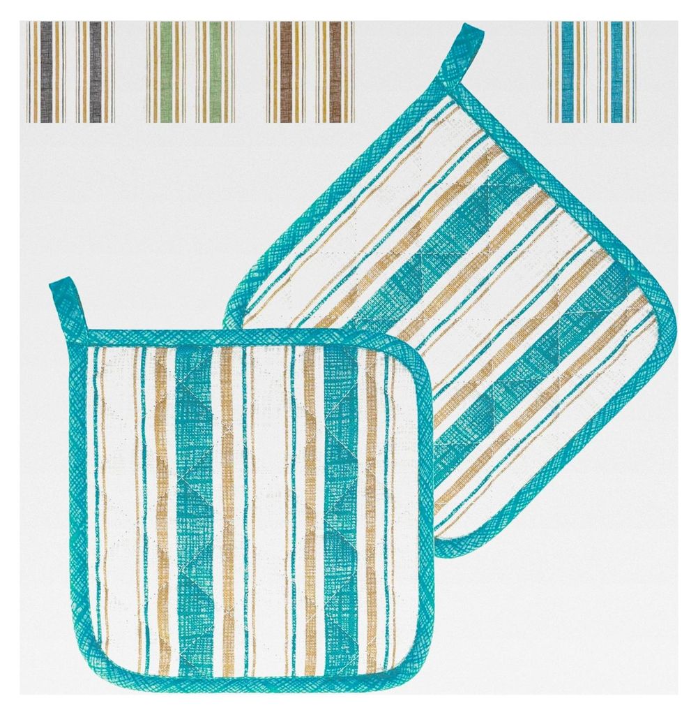 Topfuntersetzer Set, 2 x Vintage Topfuntersetzer, Blaue Topflappen