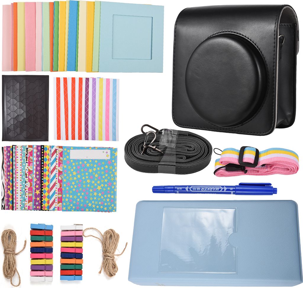 Sofortbildkamera-Zubehoerpaket als Ersatz fuer Fujifilm Instax Square SQ40/SQ1 mit Kameratasche/Kameragurt/Fotoalbum/Fotoclips/Bilderrahmen/Aufkleb...