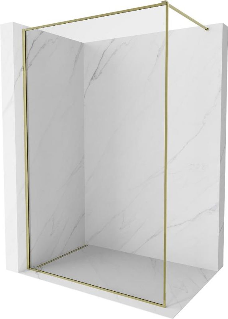 Mexen Kioto-XF Duschwand Walk-in mit Rahmen 140 x 202 cm, transparent 10 mm, gold - 800-140-104-50-00-X