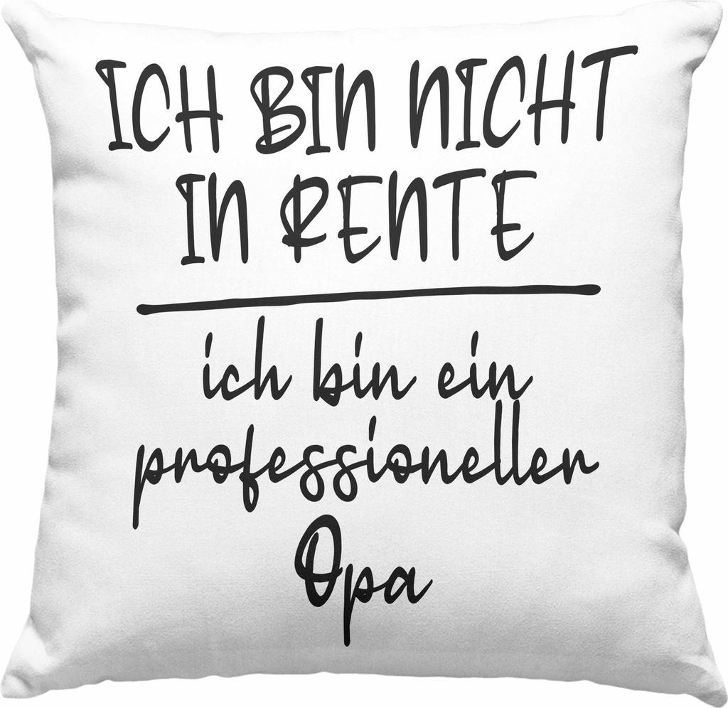 Trendation - Professioneller Opa Geschenk Rente Geschenkidee Deko-Kissen mit Füllung 40x40 Grossvater (Grau)