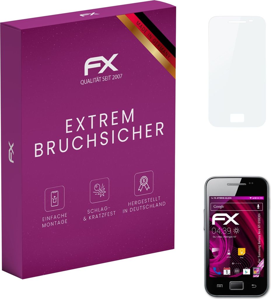 atFoliX FX-Hybrid-Glass Displayfolie kompatibel mit Samsung Galaxy Ace (GT-S5830i) Glasfolie