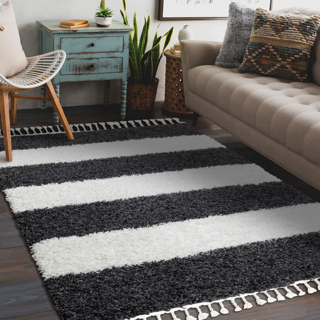 Tapis à pompons gris 200x290 cm UNION 4079 texture moelleuse et douce - 4