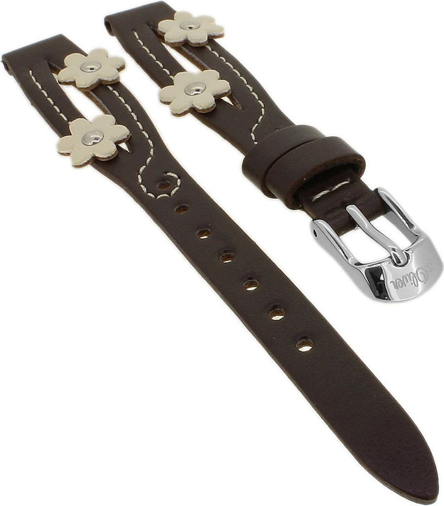 s.Oliver Uhrenarmband 10mm aus Leder in braun mit Ziernaht SO-1827-LQ