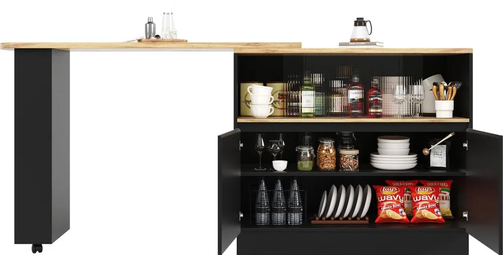 Table de cuisine rotative bicolore pour petit espace et studio - 13