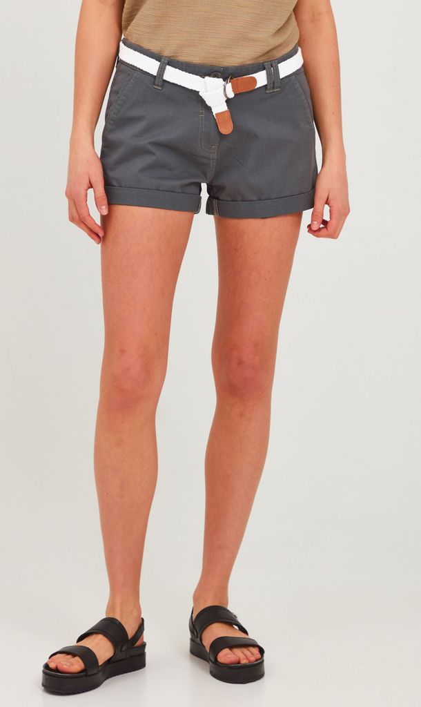 OXMO OXChanett Damen Chino Shorts Bermuda Kurze Hose mit Gürtel und Stretch