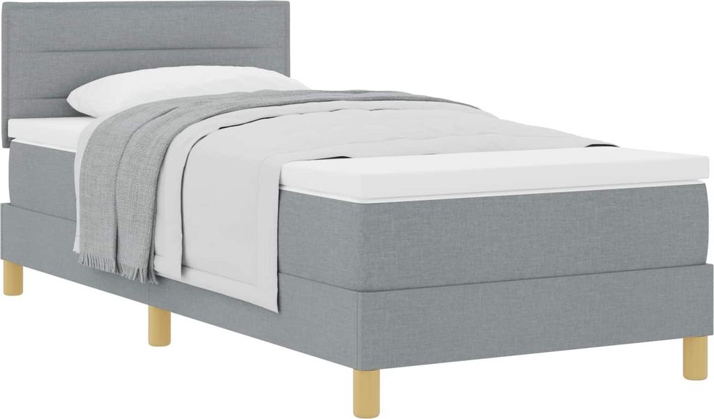 Boxspringbett mit Matratze Hellgrau 100 x 200 cm Stoff