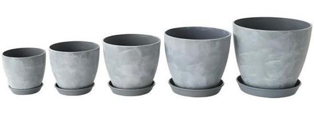 5-teilige Pflanzentöpfe-Set - 19, 16,5, 14,5, 12,5, 10,5 cm mit Unterteller - für Küchen, Balkone, Gartentöpfe und Zimmerpflanzen.