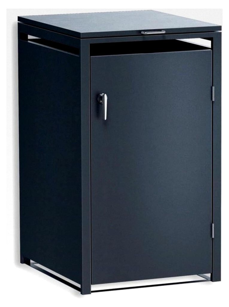 Mülltonnenbox 240L aus massivem, pulverbeschichtetem Stahl in Anthrazit | Verkleidung für 1 Tonne | abschließbare Müllbox