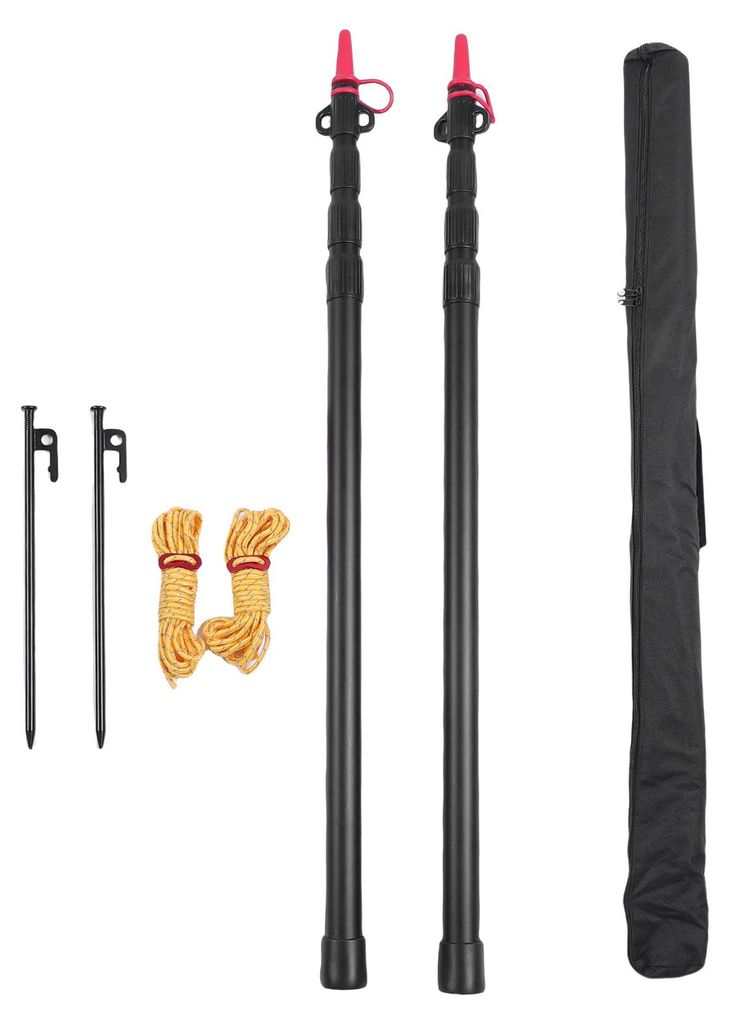 2 Stück Zeltstangen, 235 cm lang, 4-teilig verstellbar, aus Aluminiumlegierung, für Camping, Wandern, Picknick, Garten, Grillen