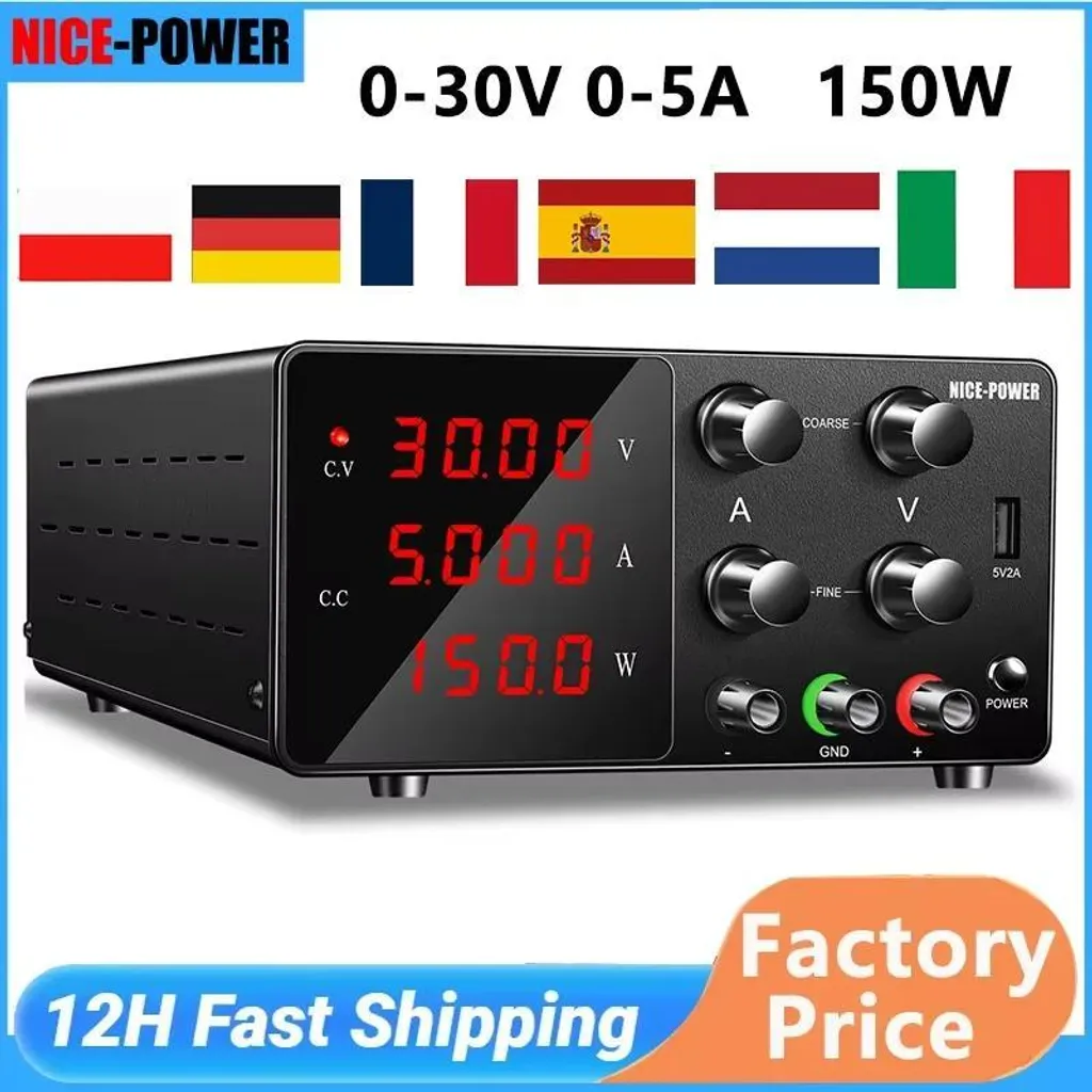 Alimentatore DC, tensione regolabile, funzioni di protezione multiple, 30V 5A 150W nero, 220V-a - 2