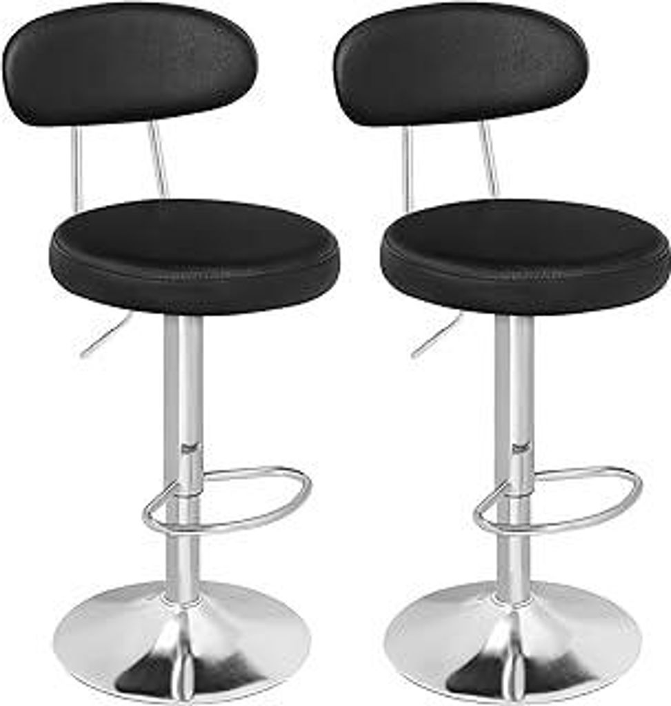 HOOBRO Barhocker 2er Set, höhenverstellbare Barhocker aus Kunstleder, 360° drehbare Küchenhocker mit Rückenlehne und Fußstütze, Schaumstoffsi...