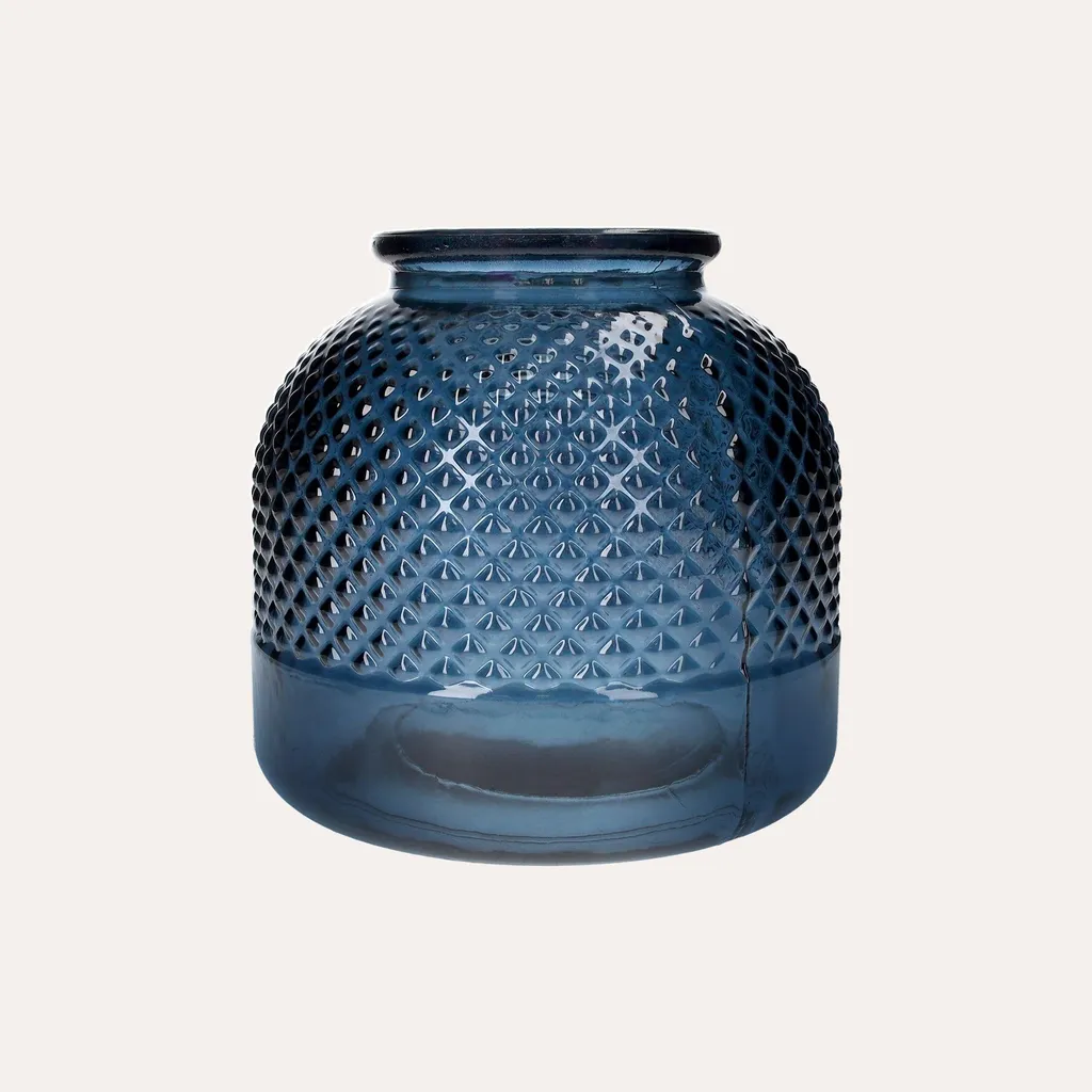 Vase Bleu Cobalt Diamante : Décoration Durable et Verre Anti-Rayures