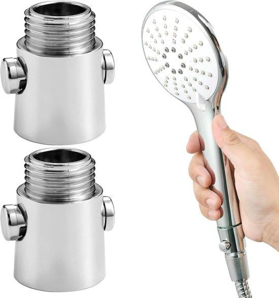 Zwei Wasserhähne mit Drehventil - Wasserhaltende Armatur - Ein-Knopf-Wasserstop - Duschkopf mit Wasserbesparung - Duschkopf für Küche - Duschkab...