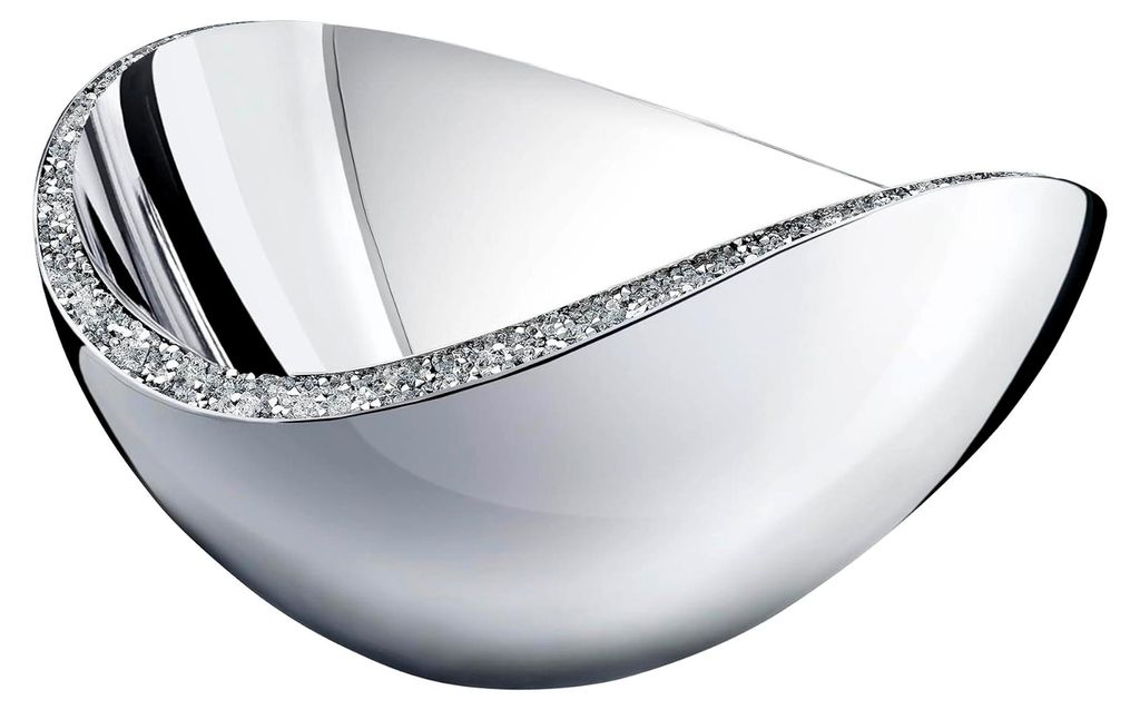 Dekorative Metallschale mit Kristallen in Silber