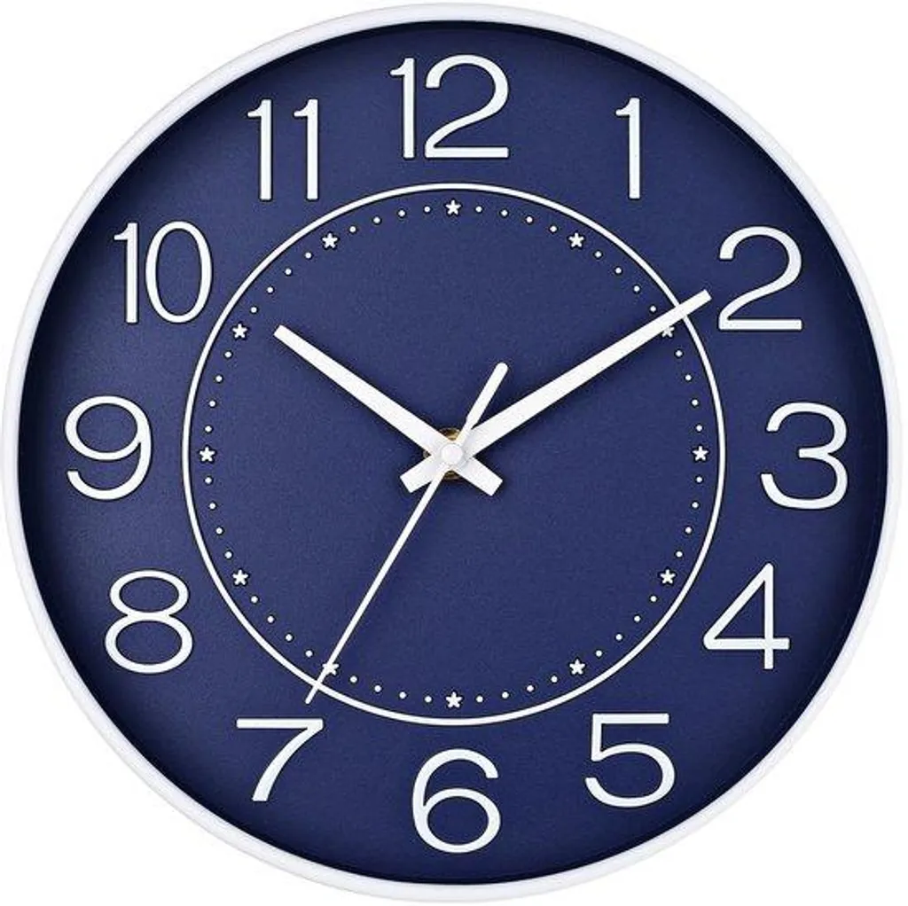 Petite horloge murale de cuisine bleu marine 25 cm lisible et moderne