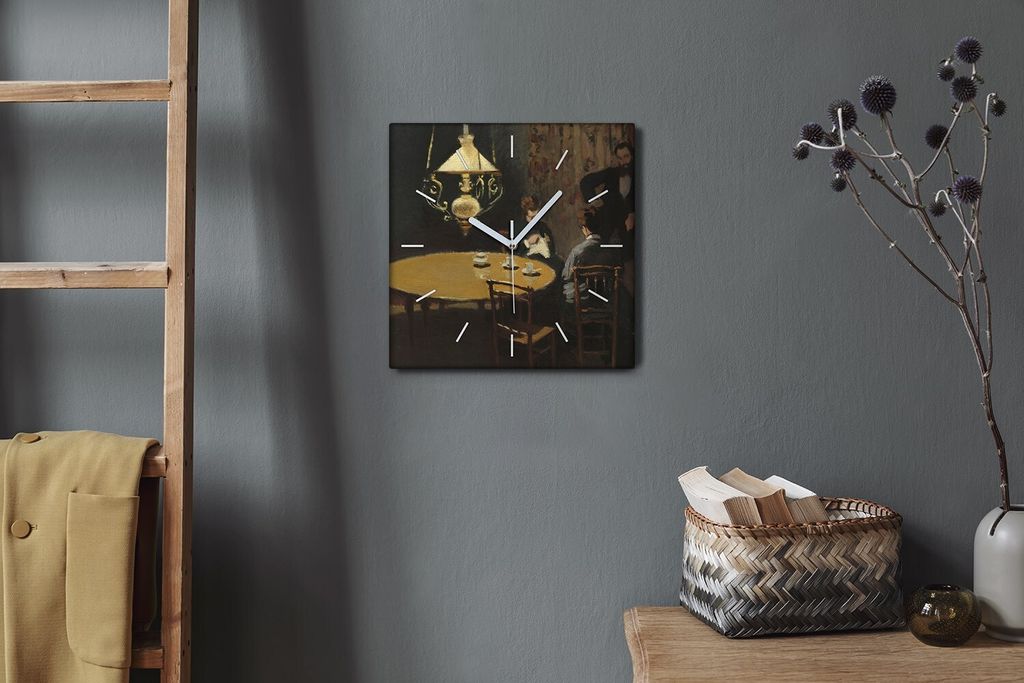 Coloray Hodiny Unikátní 30x30 cm Tiché hodiny Pro obývací pokoj a kuchyň Nástěnné hodiny Plátno Bílé ručičky hodin - Uvnitř po veče...