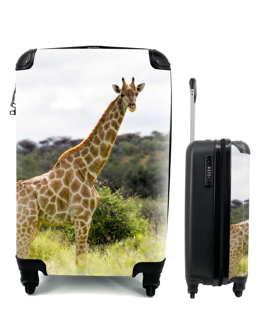 MuchoWow Koffer Handgepäck Trolley Rollkoffer Kleine Reisekoffer mit 4 Rollen - Giraffe - Pflanzen - Tier - Cabin Size < 55x40x23 cm & 55x40x20 ...