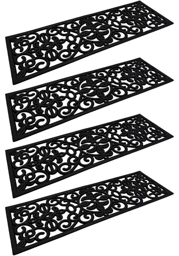 4x Gummi Stufenmatten Gussoptik 75x25cm Treppenschoner Produktbild 