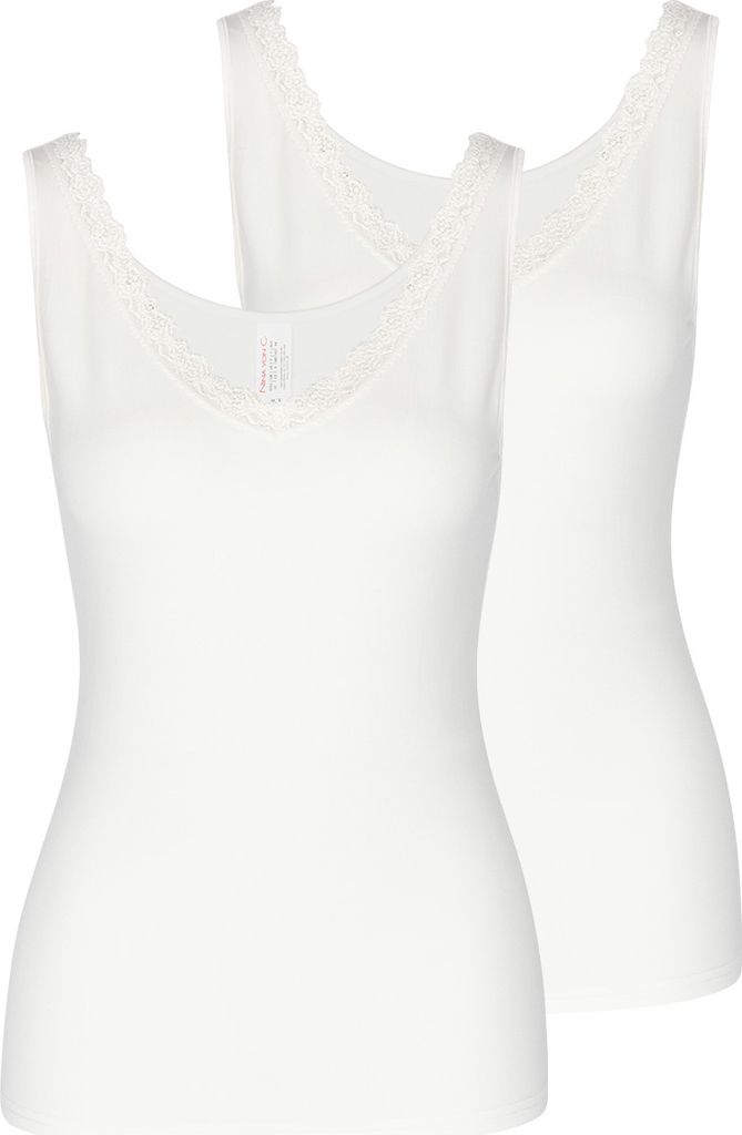 Nina von C. 2er Pack Cosy Unterhemd / Top Spitze am Dekolleté , Weich, anschmiegsam und hautfreundlich, Ressourcenschonendes Material