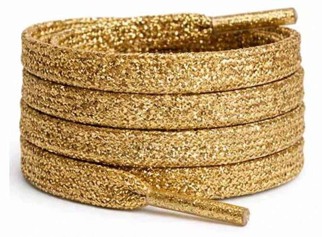 schnuersenkel glitzer flach gold