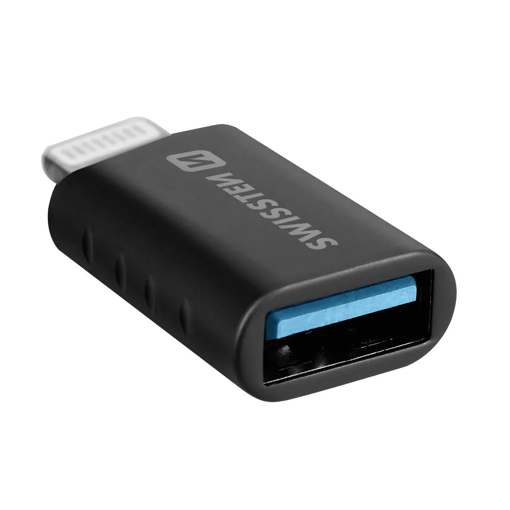 Adattatore Lightning / USB OTG per trasferimento dati e ricarica, Swissten - Nero - 2