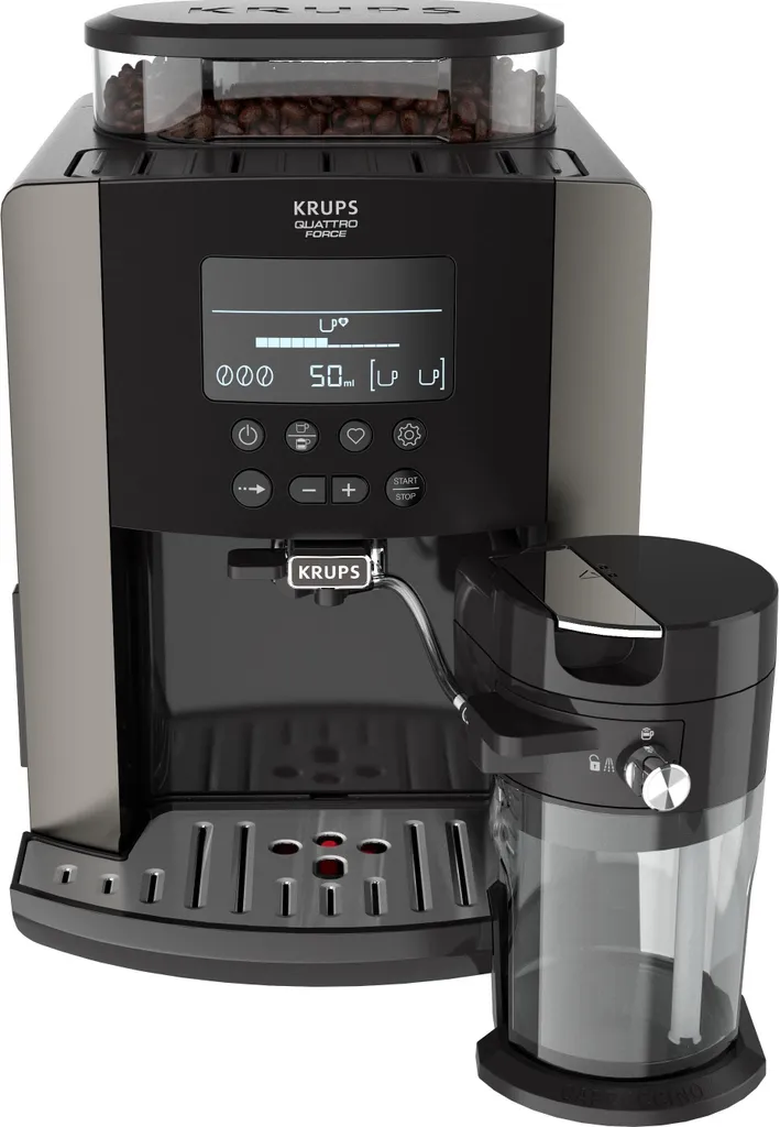 Machine à espresso Krups Arabica Latte EA819E : broyeur simple et autonettoyant
