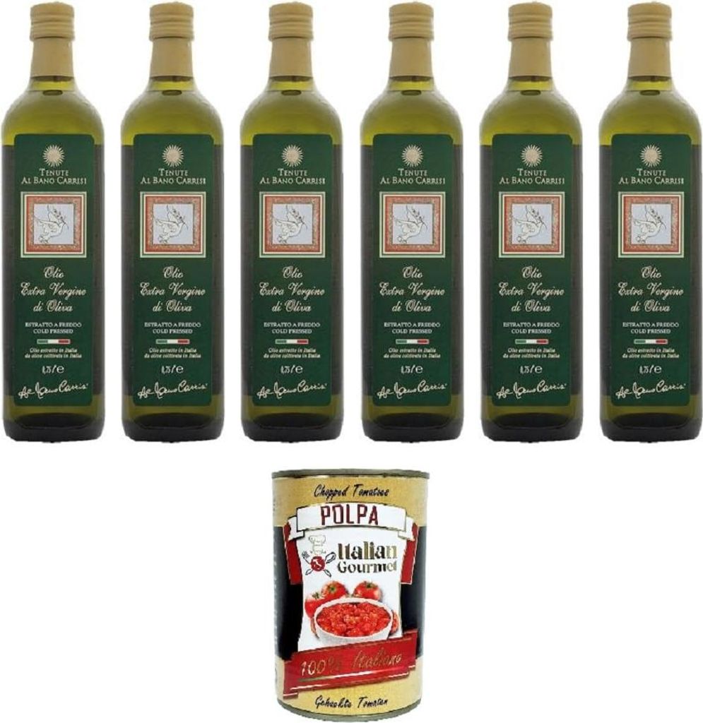 Al bano carrisi olio extra vergine di oliva Olivenöl extra vergine 6x 75 cl+ Italian Gourmet Polpa di Pomodoro 400g