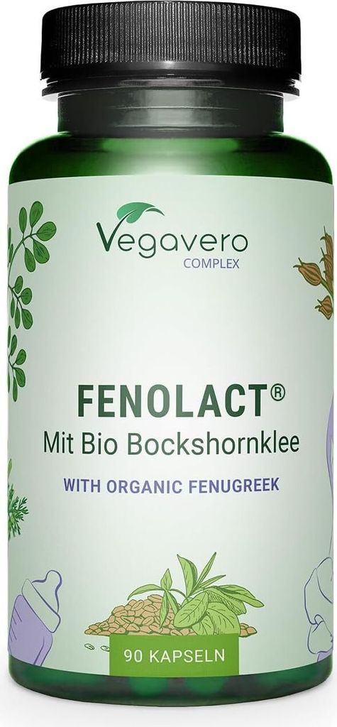 Vegavero FenoLact | 90 Kapseln | mit Bockshornklee, Vitaminen und Mineralien | für Frauen in der Stillzeit | vegan