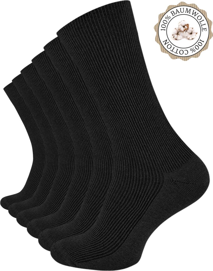 Clark Crown 6 Paar 100% Baumwoll-Socken 43-46 Schwarz