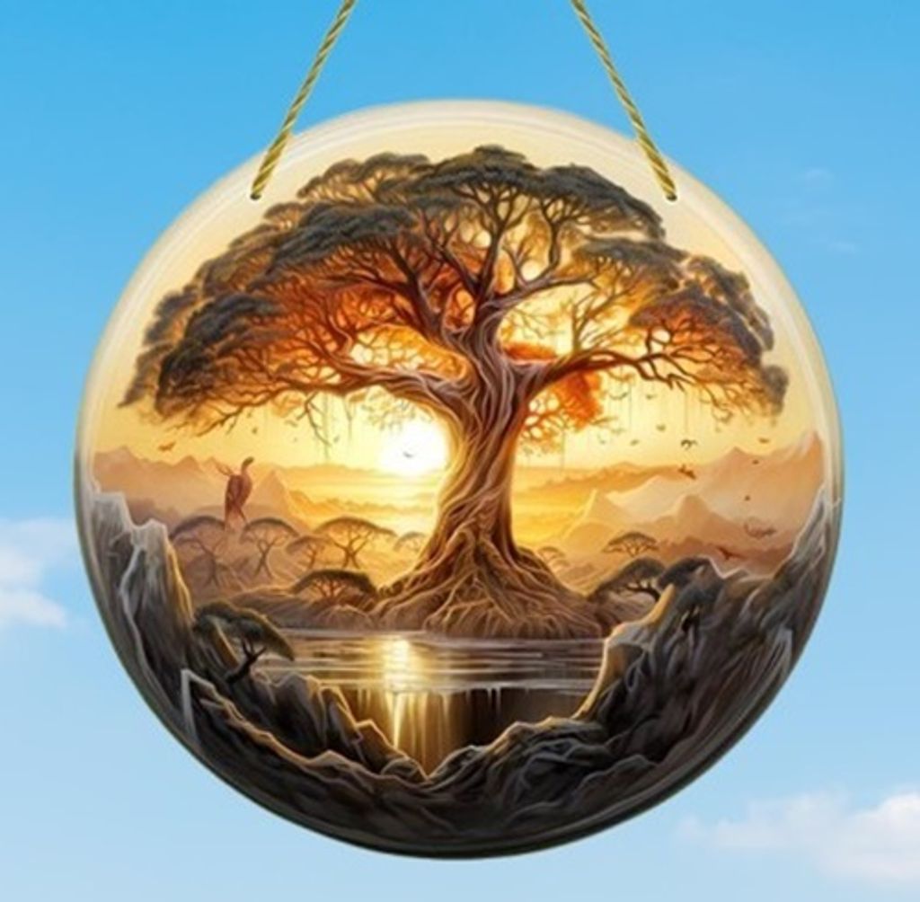 GKA Sonnenfänger Baum des Lebens bunt 15 cm Buntglas Produktbild 