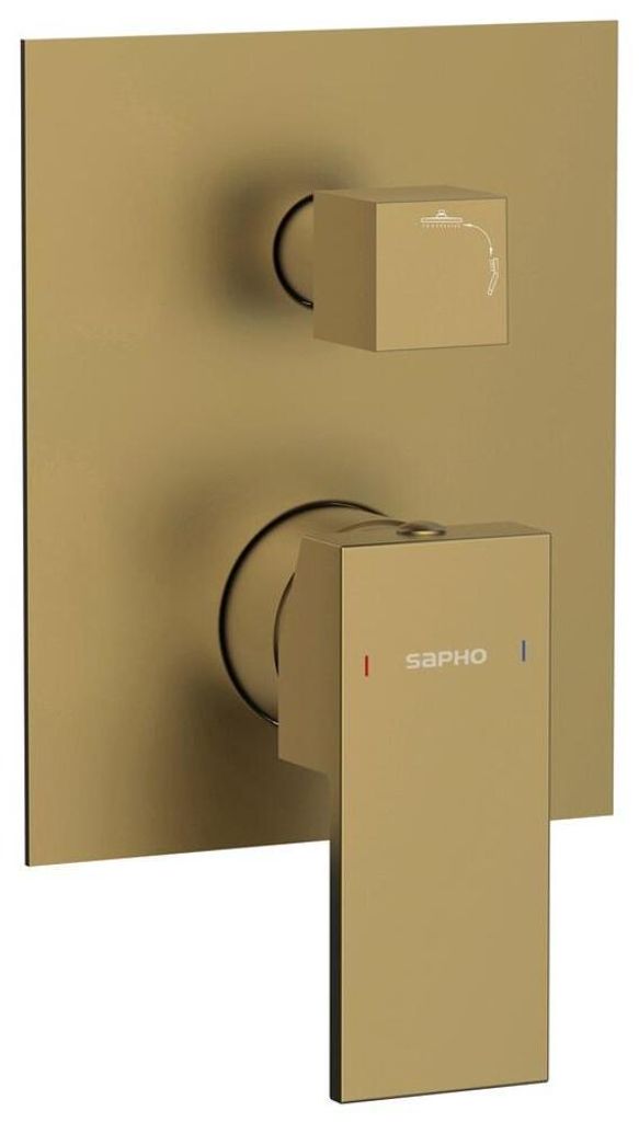 Sapho CUBEMIX Unterputz-Duscharmatur, 2 Ausgänge, Gold matt