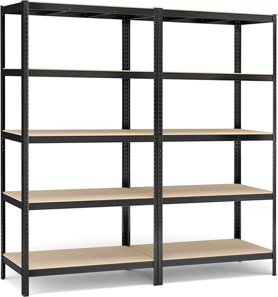 Set aus 2 Kellerregalen, 200 cm hoch, schwarz