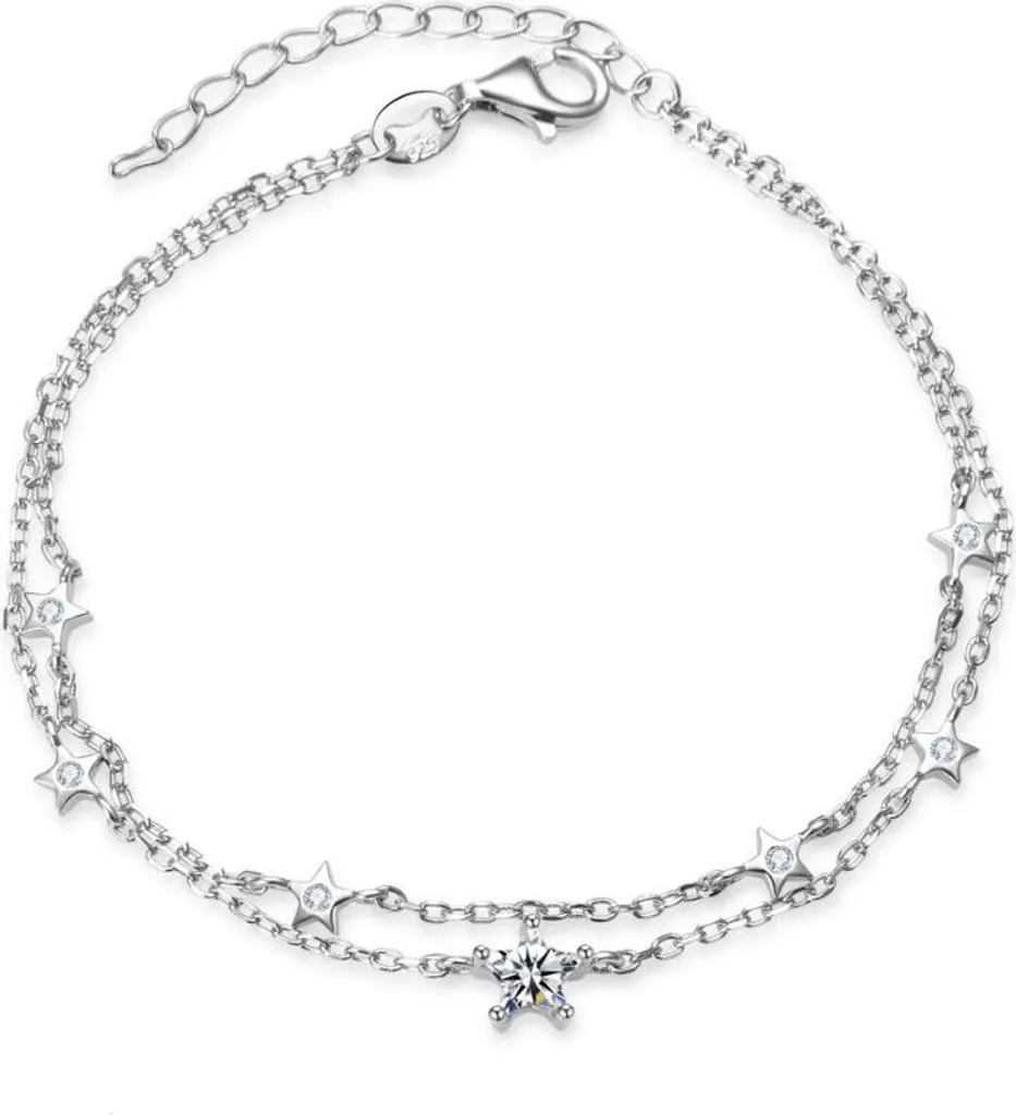 Bracelet double ludique en argent étoiles AGB732/21 pour femme