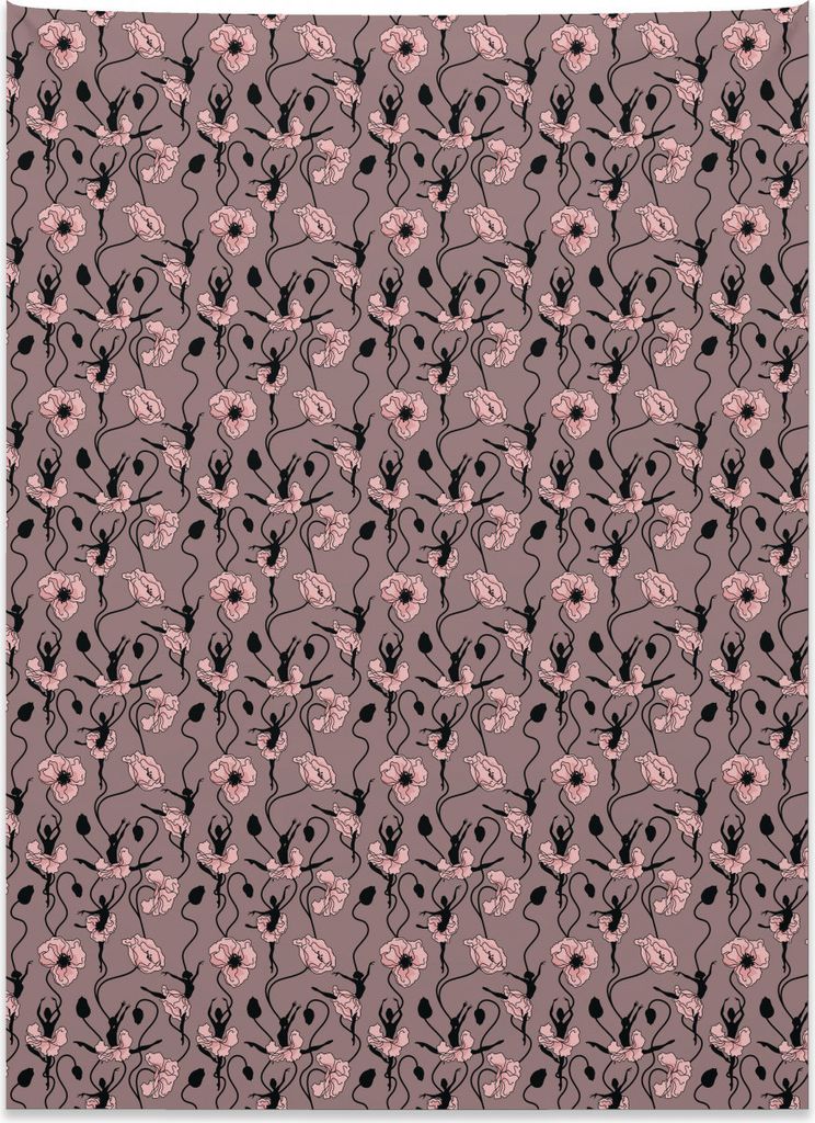 Abakuhaus Abstrakt Wandteppich, Tänzer und Blumen aus Weiches Mikrofaser Stoff Kein Verblassen Klare Farben Waschbar, 110 x 150 cm, Getrocknete Ro...