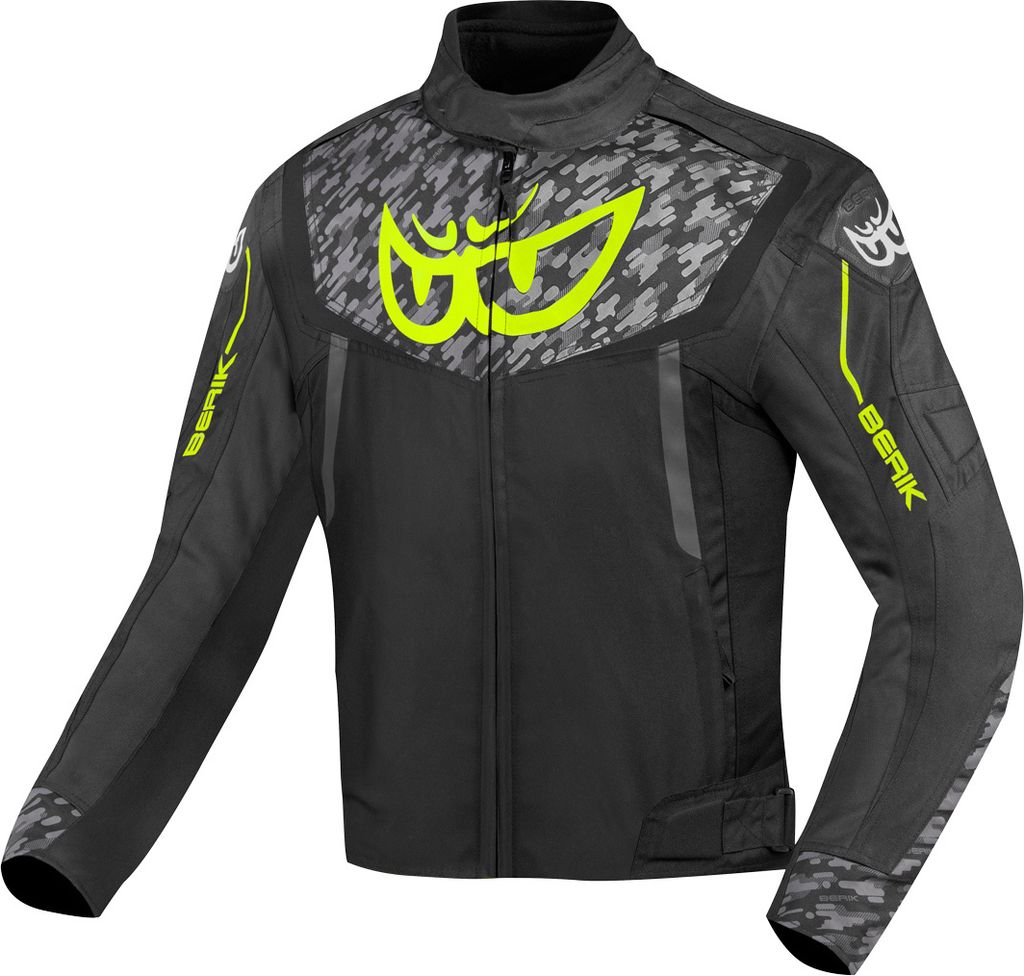 Berik Camo Street wasserdichte Motorrad Textiljacke, schwarz/gelb, 56