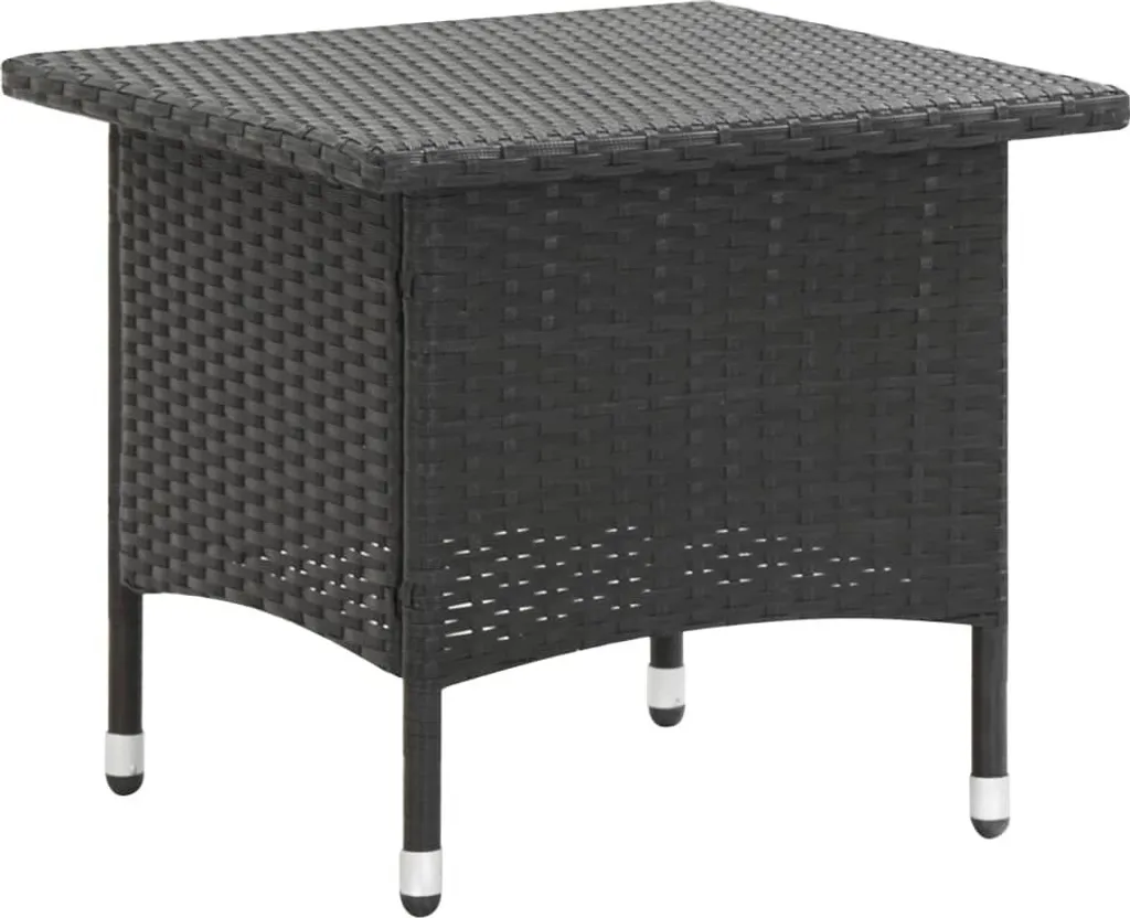 Petite table basse de jardin noire en résine tressée 50x50x47 cm Chic